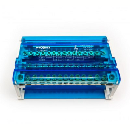 Sadales spaiļu bloks uz DIN sliedes, 4x15, 125A/500V, DB415, VEXEN