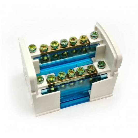 Sadales spaiļu bloks uz DIN sliedes, 2x7, 125A/500V, DB207, VEXEN