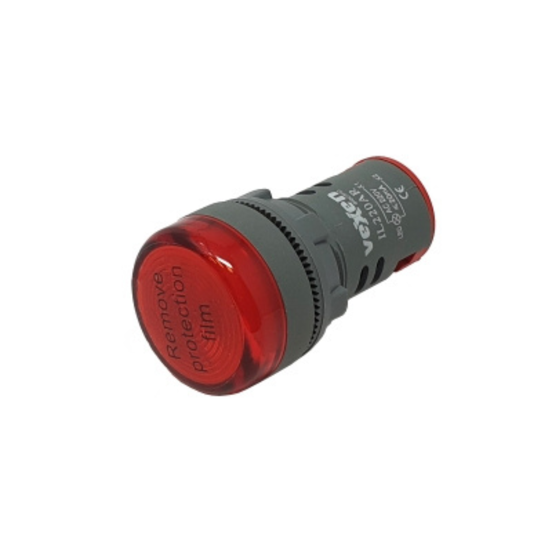 LED sarkana indikācijas signāllampa, 24V, AC/DC, cauruma diametrs - 22.5mm, IL024AR, Vexen