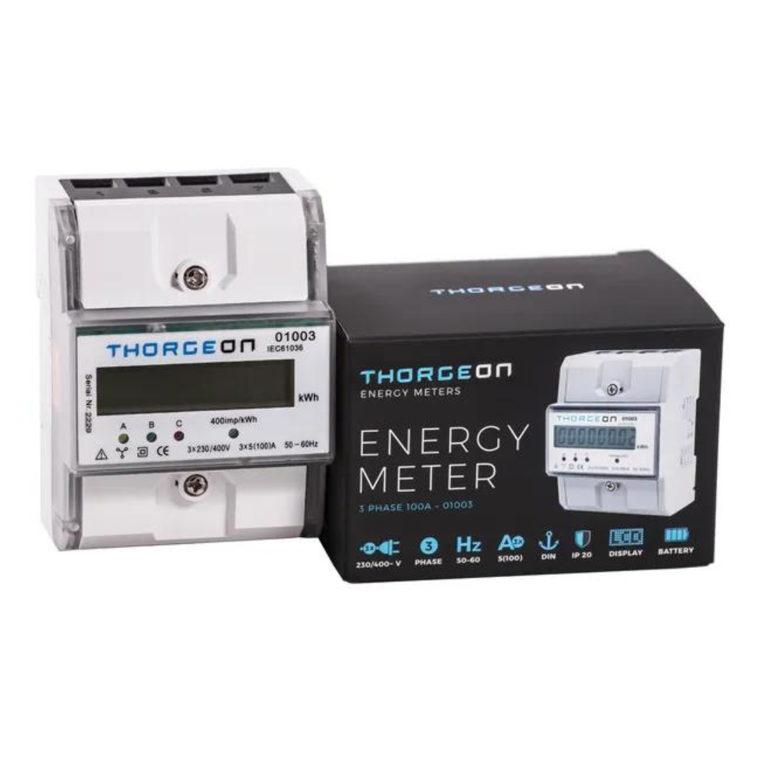 Elektroenerģijas skaitītājs 3F 100A LCD displejs, uz DIN sliedes