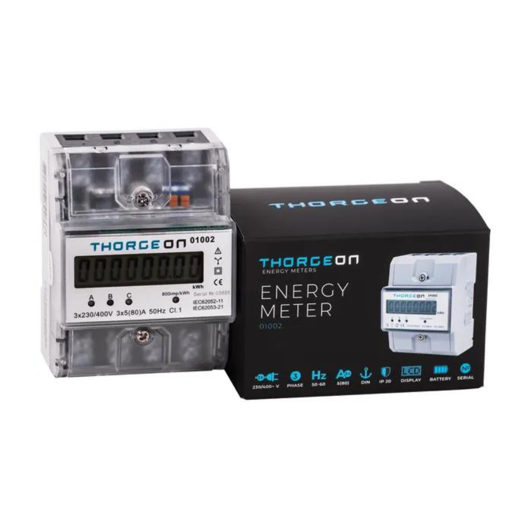 Elektroenerģijas skaitītājs 3F 80A LCD displejs, uz DIN sliedes