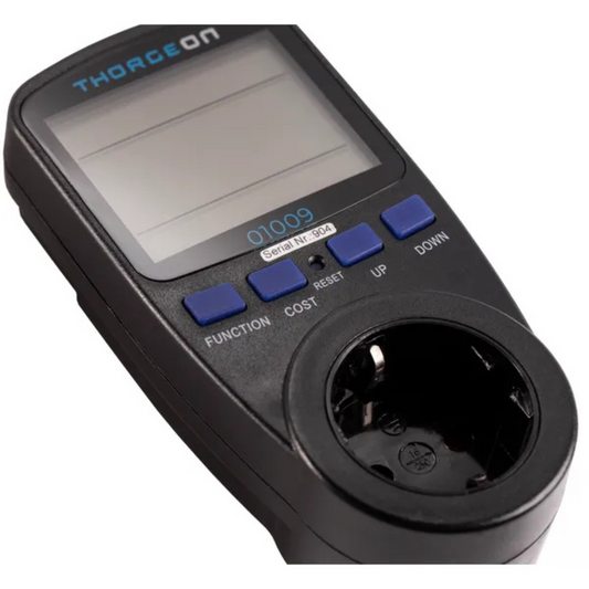 Elektroenerģijas skaitītājs 1F 16A LCD displejs, melns, Rozetē