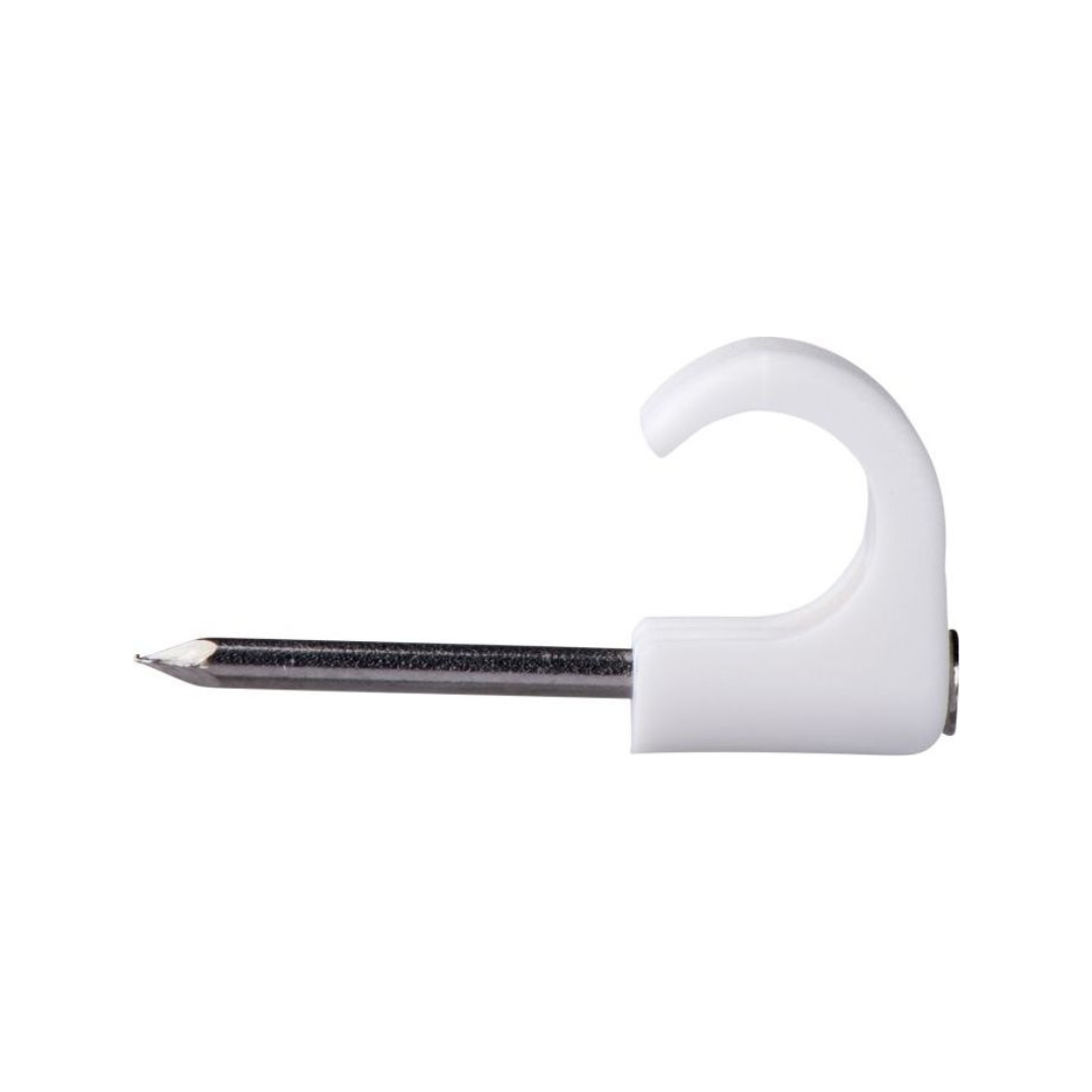 Kabeļu skavas ar naglu, Ø18-22mm, 2.5x40mm, balta, 50 gab.