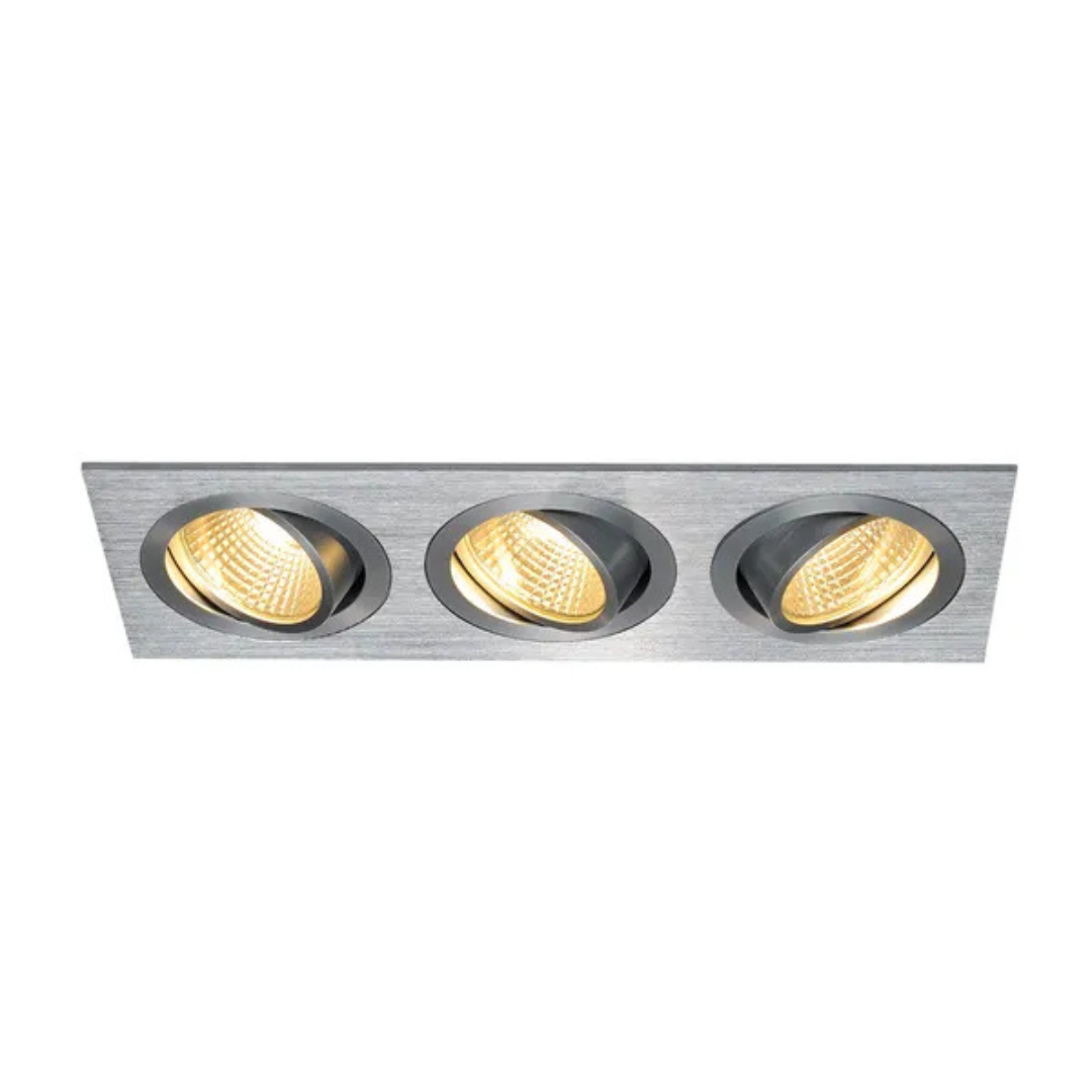 Gaismeklis LED, iebūvējams, matēts alumīnijs, 3x6W, 2700K, 220-240V, NEW TRIA 3 DL SQUARE Set, SLV