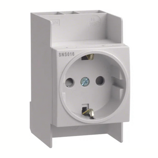 Kontaktligzda uz DIN sliedes, 16A, Schuko, QC, HAGER