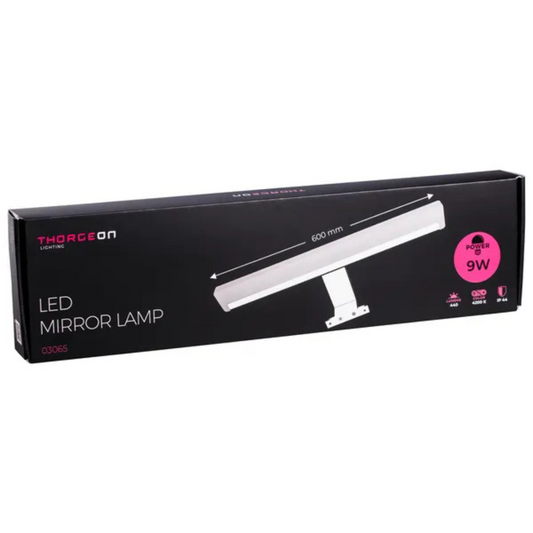 Gaismeklis LED spogulim, 9W, 245lm, 60cm, IP44, balts, THORGEON