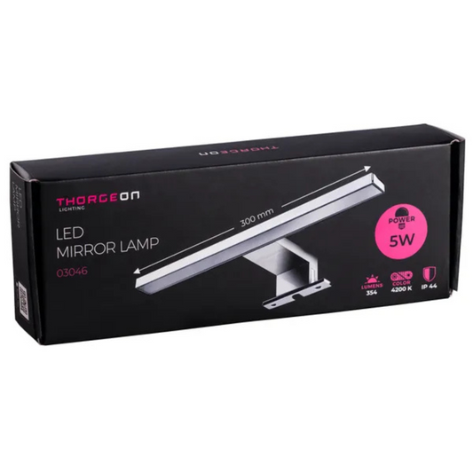 Gaismeklis LED spogulim / gleznai, 5W, 354lm, 30cm, IP44, hroms, THORGEON