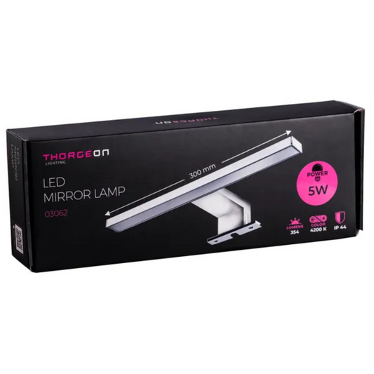 Gaismeklis LED spogulim / gleznai, 5W, 354lm, 30cm, IP44, balts, THORGEON
