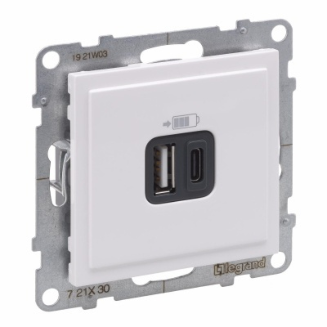 Rozete USB-A + USB-C, balta, SUNO