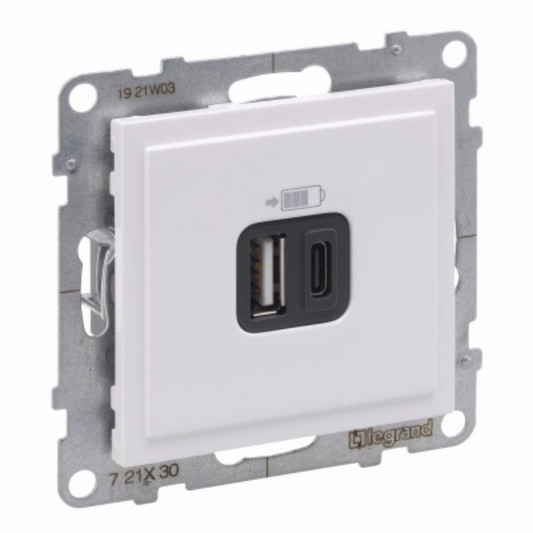 Rozete USB-A + USB-C, balta, SUNO