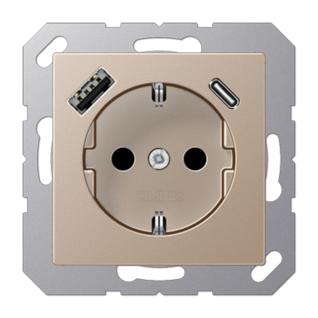 Rozete ar USB-C + USB-A ligzdu, šampanieša krāsa, A500