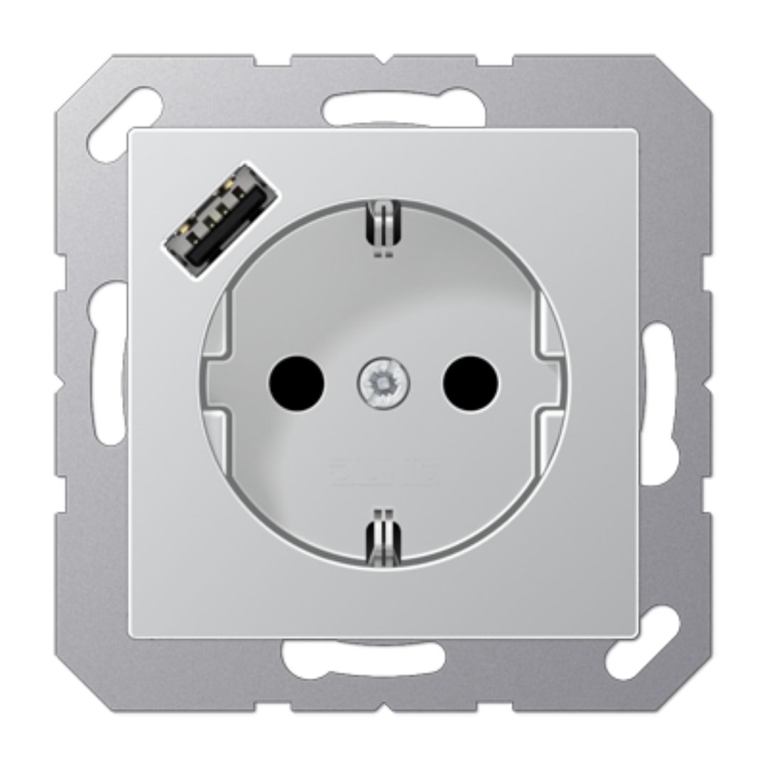 Rozete ar USB-A ligzdu, alumīnija krāsa, A500