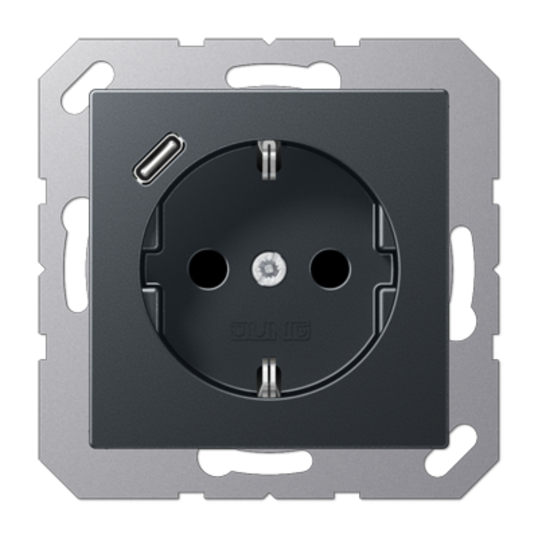 Rozete ar USB-C ligzdu, antracīts, A500