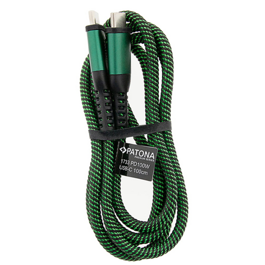 Premium barošanas kabelis / datu kabelis USB-C - USB-C, PD, 100W, 100cm, PATONA