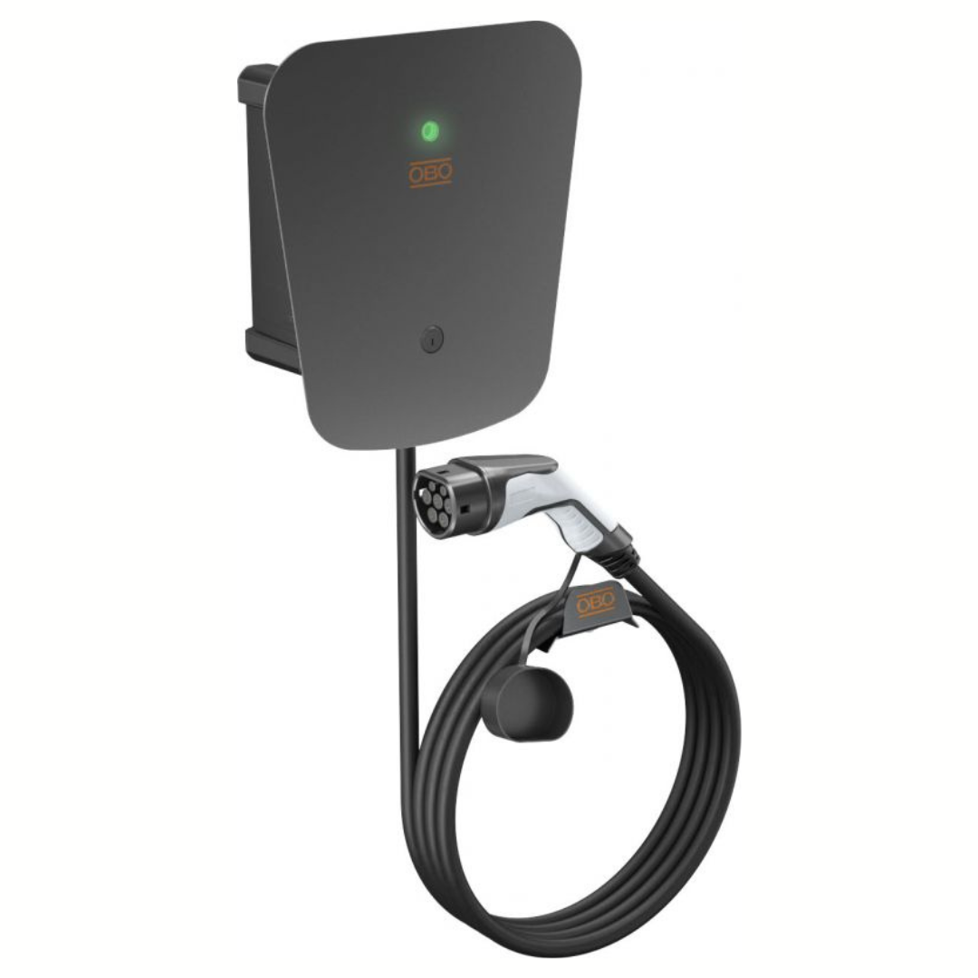 Uzlādes stacija ar vadu, Ion Wallbox Key 22kW 3-fāžu, Type 2 kabelis 5m, Mode3 ar atslēgas slēdzi, bez pārspriegumaizsardzības, OBO Bettermann