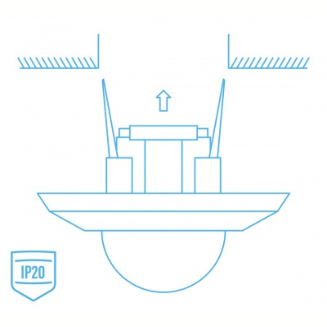 Klātbūtnes sensors ar melno lēcu, virsapmetuma / zemapmetuma, 360 grādi, 20m diametrs, IP44 / IP20, 2000W, ALIO PRO PU-360-20FB, VEXEN