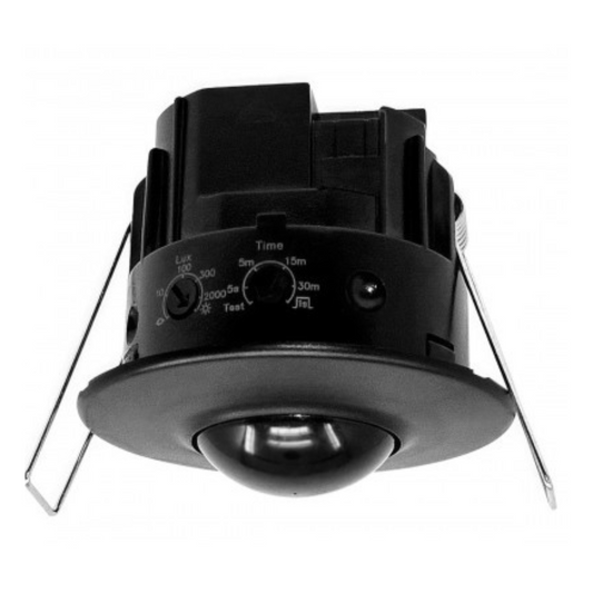 Klātbūtnes sensors ar melno lēcu, zemapmetuma, 360°, 10m, 2000W, IP44, SENSA PRO PF-360-10-1BBi, VEXEN