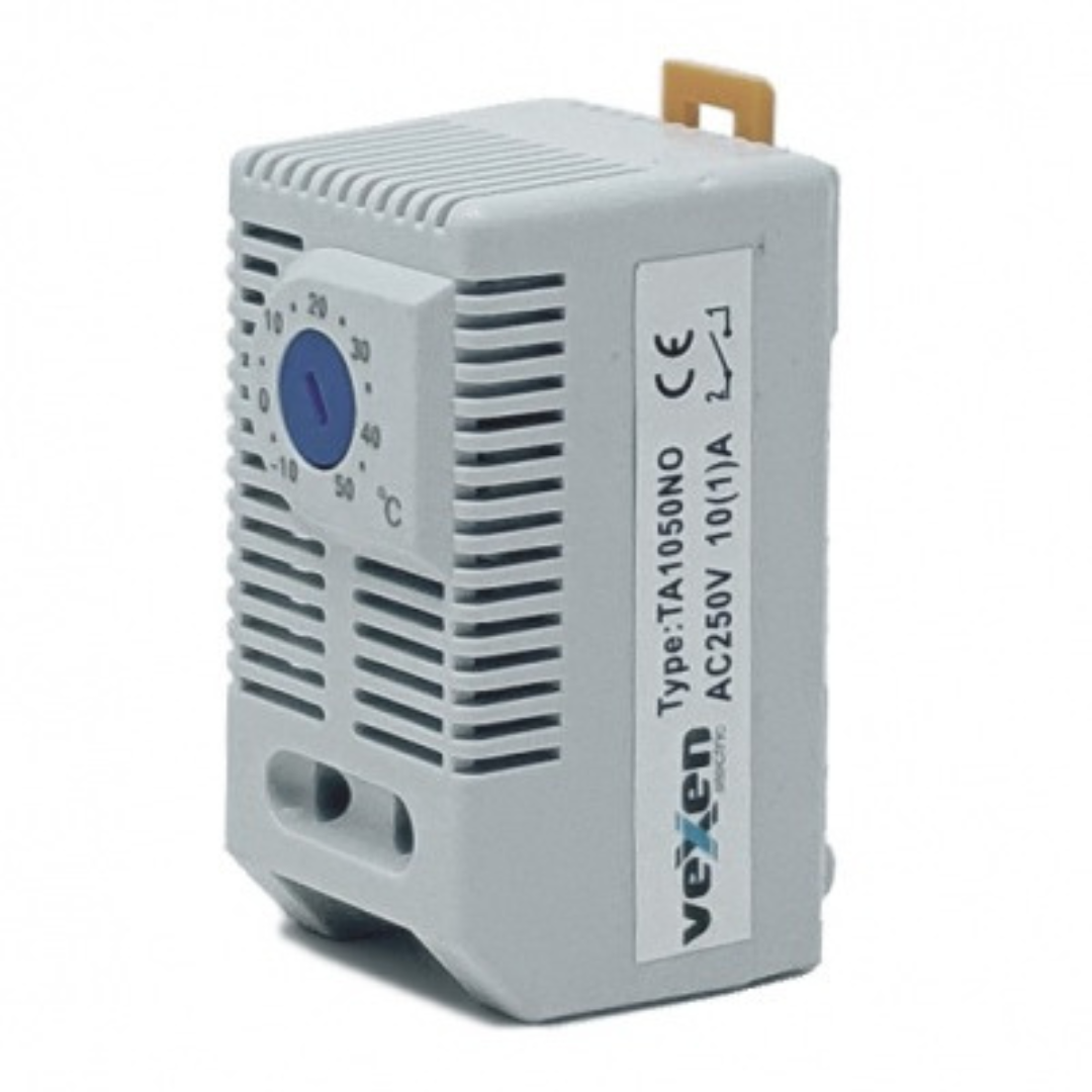 Sadales skapju ventilatoru termostats ar NO kontaktu, TA1050NO, 230V, 10A, -10C...+50C, VEXEN