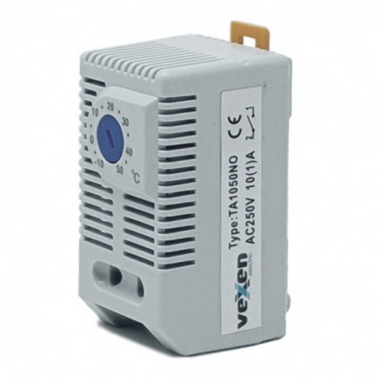 Sadales skapju ventilatoru termostats ar NO kontaktu, TA1050NO, 230V, 10A, -10C...+50C, VEXEN