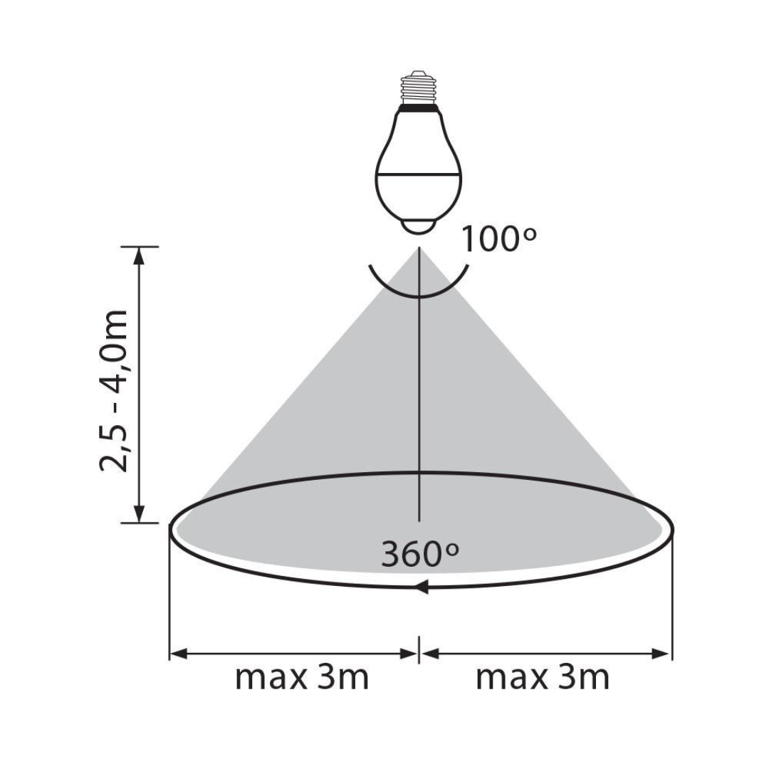 LED spuldze ar kustības sensoru, 11W, E27, 4000K, 15000h, 1000lm, VIVALUX