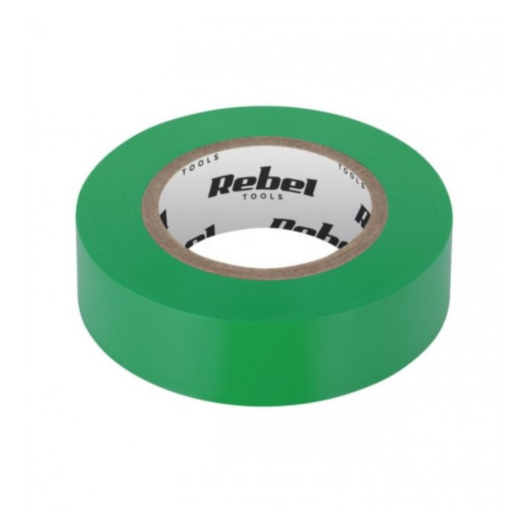 Izolācijas lente, zaļa, 19mm x 18m, Rebel