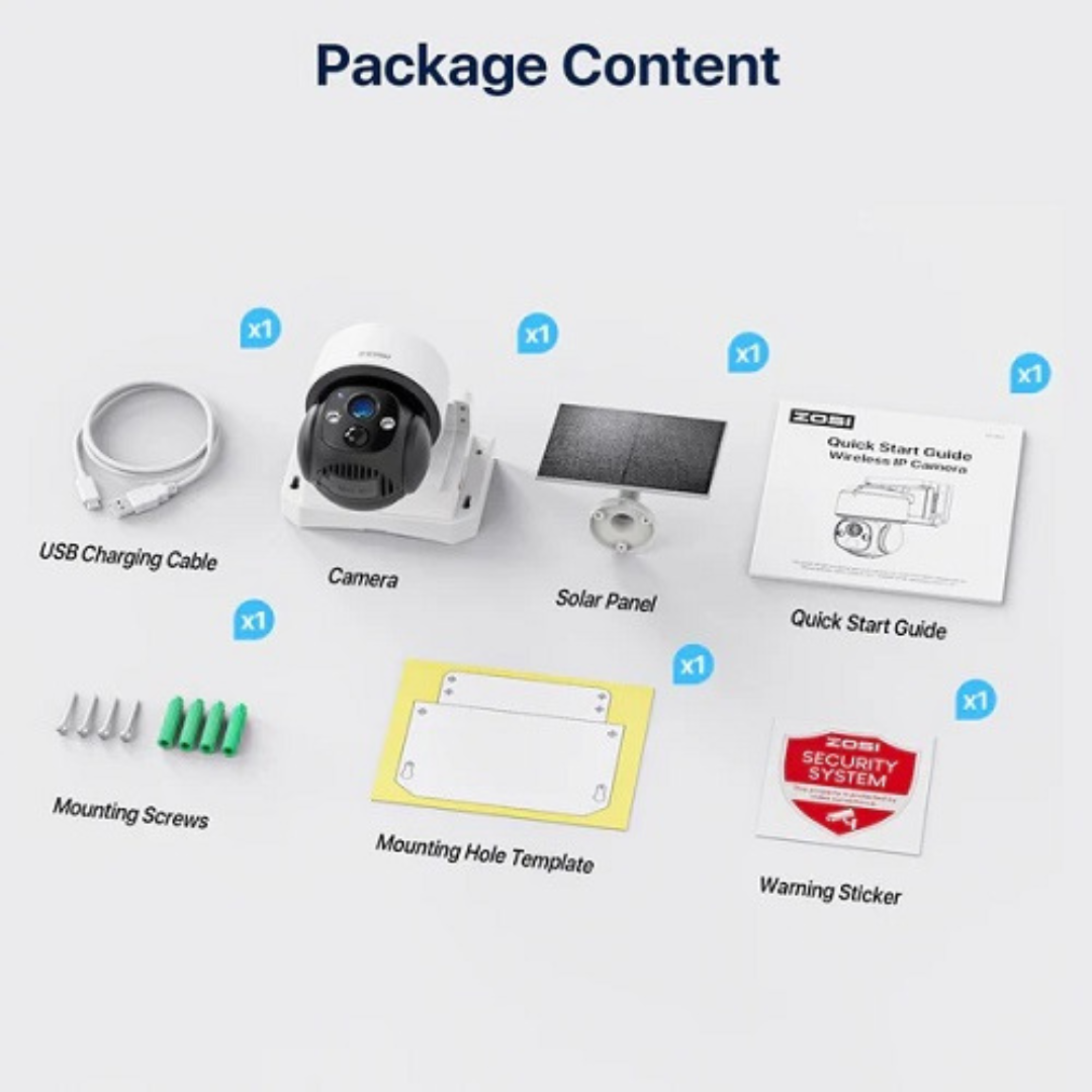 Viedā āra video kamera ar akumulatora uzlādi no saules baterijas, 4MP, Wi-Fi