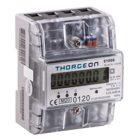Elektroenerģijas skaitītājs ar MID sertifikātu 3F 80A LCD displejs, uz DIN sliedes
