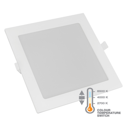 LED Gaismeklis iebūvejams kvadrāts, 18W, 1500lm, CCT 2700/4000/6500K, 205x205mm