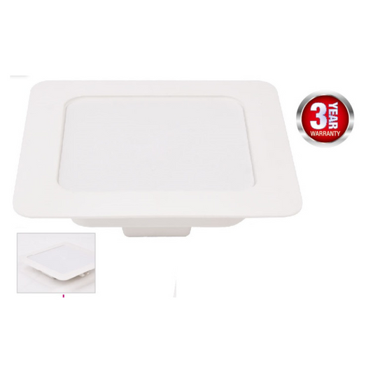 LED Gaismeklis iebūvejams kvadrāts, 6W, 200-240V, 480lm, 3000K, IP20, plastmasas korpuss, 120.7x120.7x33mm, balts
