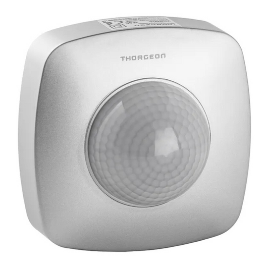 Klātbūtnes sensors sudrabots / alumīnija, virsapmetuma, 360 grādi, 20m darbības radius, IP65, 2000W, Thorgeon