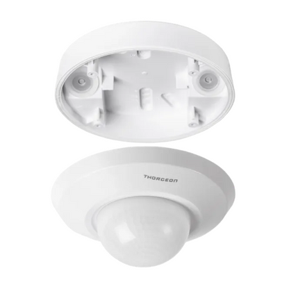Klātbūtnes sensors balts, virsapmetuma / zemapmetuma, 360 grādi, 20m darbības radius, IP44, 1000W, Thorgeon