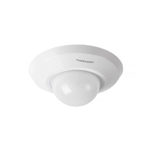 Klātbūtnes sensors balts, virsapmetuma / zemapmetuma, 360 grādi, 20m darbības radius, IP44, 1000W, Thorgeon