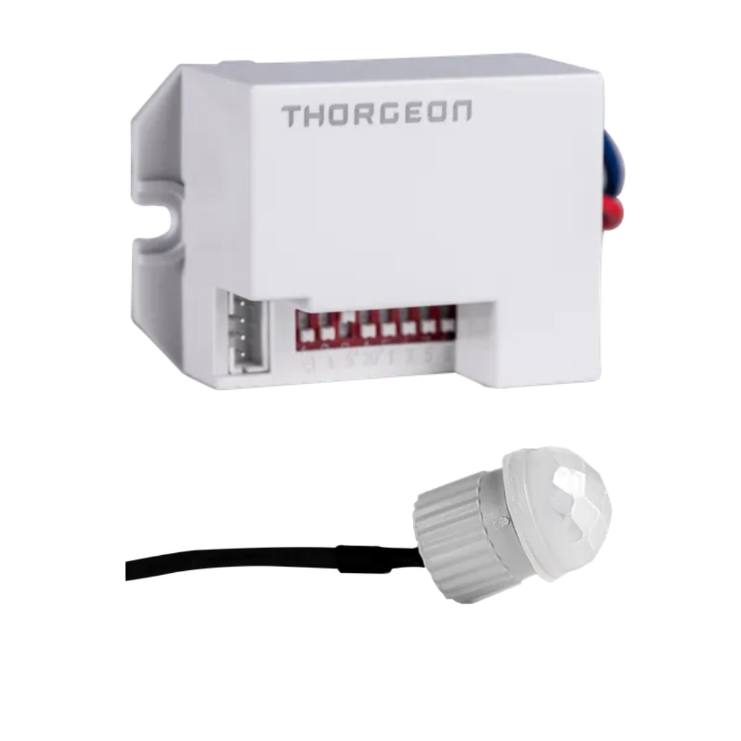 Iebūvējamais kustības sensors MINI ar 360° uztveršanas leņķi, Uztveršanas attāIums 6m, Pieslēguma jauda 800W, IP65, THORGEON