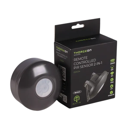 Kustības sensors ar pulti, melns, virsapmetuma / zemapmetuma, DALI, 360 grādi, 8m darbības radius, IP54, 2000W, Thorgeon