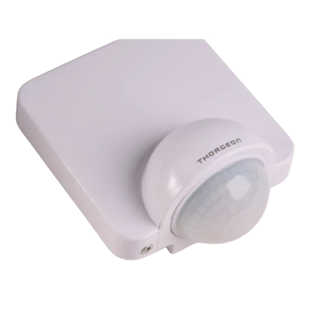 Kustības sensors, balts, virsapmetuma, 360 grādi, 8m darbības radius, IP54, 1200W, Thorgeon