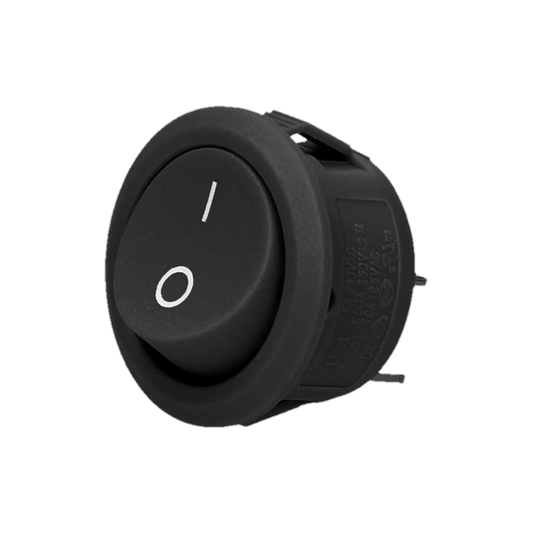Slēdzis MINI iebūvējams, apaļš, melns, 6A/10A, 230V, 50Hz, OR-AE-13180/B