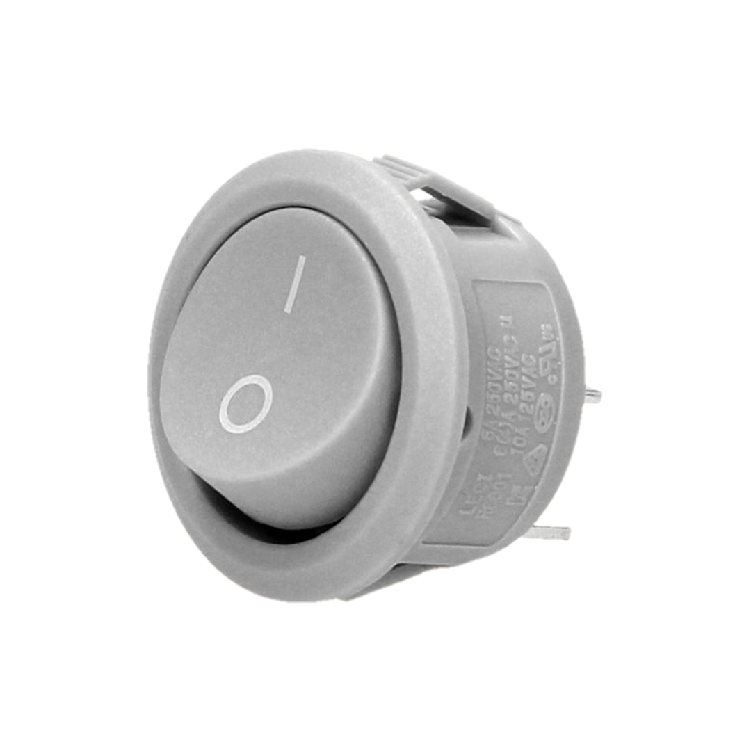 Slēdzis MINI iebūvējams, apaļš, pelēks, 6A/10A, 230V, 50Hz, OR-AE-13180/G