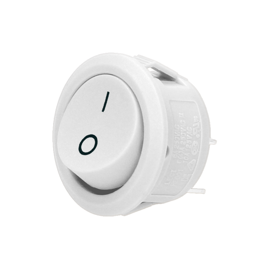 Slēdzis MINI iebūvējams, apaļš, balts, 6A/10A, 230V, 50Hz, OR-AE-13180/W