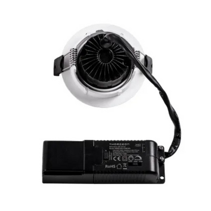 Gaismeklis LED, iebūvējams, Downlight, balts, 10W, 3000K/4000K/5700K, 800Lm, 220V, IP44, dimmējama, 83mm cauruma diametrs, THORGEON