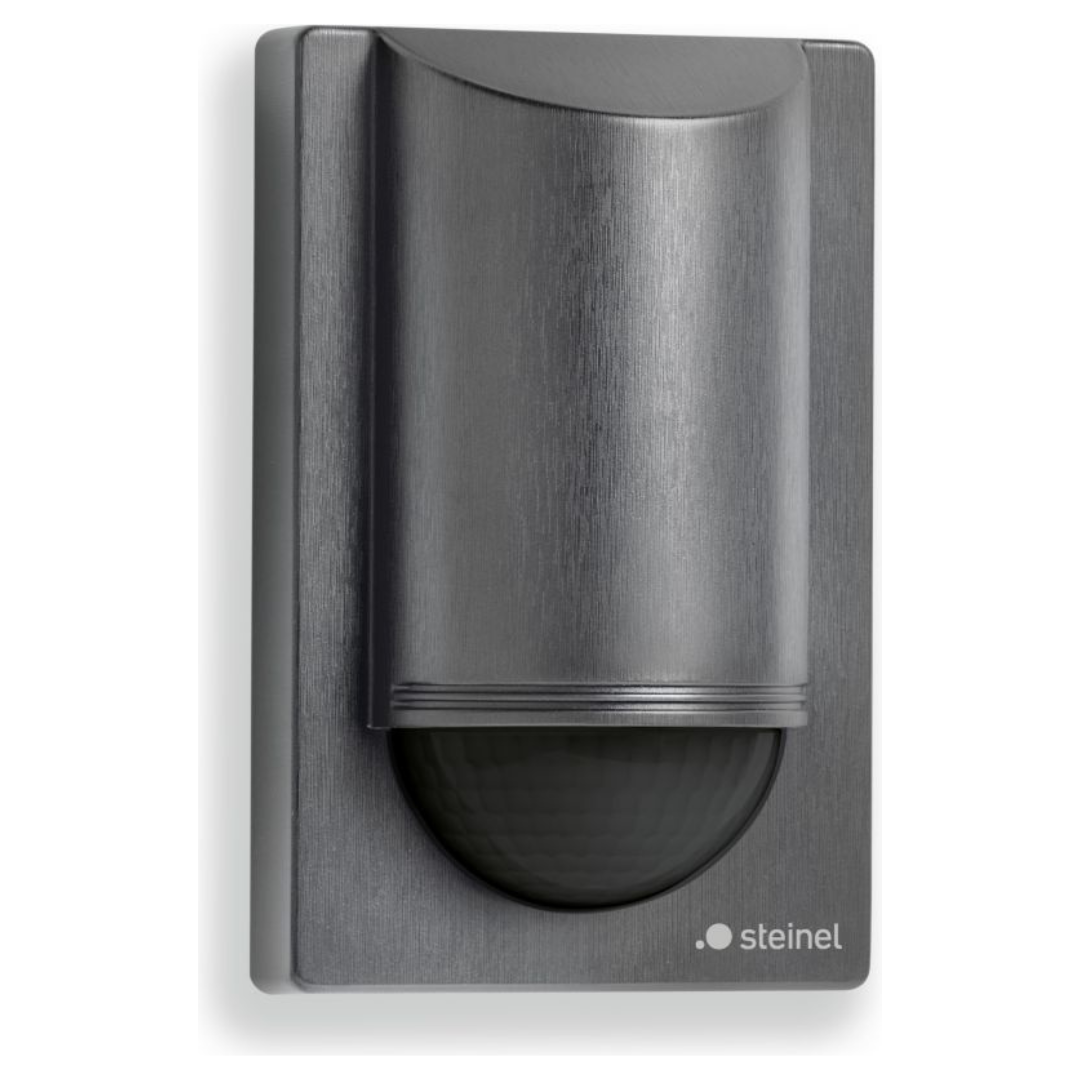 IS 2180 Eco (IS 2180-2) sienas Infrasarkano staru sensors ar 180° uztveršanas leņķi. Antracīts. Uztveršanas attāIums r=max.5/12m šķērskustībai un r=max.4 m kustībai uz sensoru. Pieslēguma jauda 2000W, LED max.6x58W. Montāžas augstums 1,8-4m. STEINEL