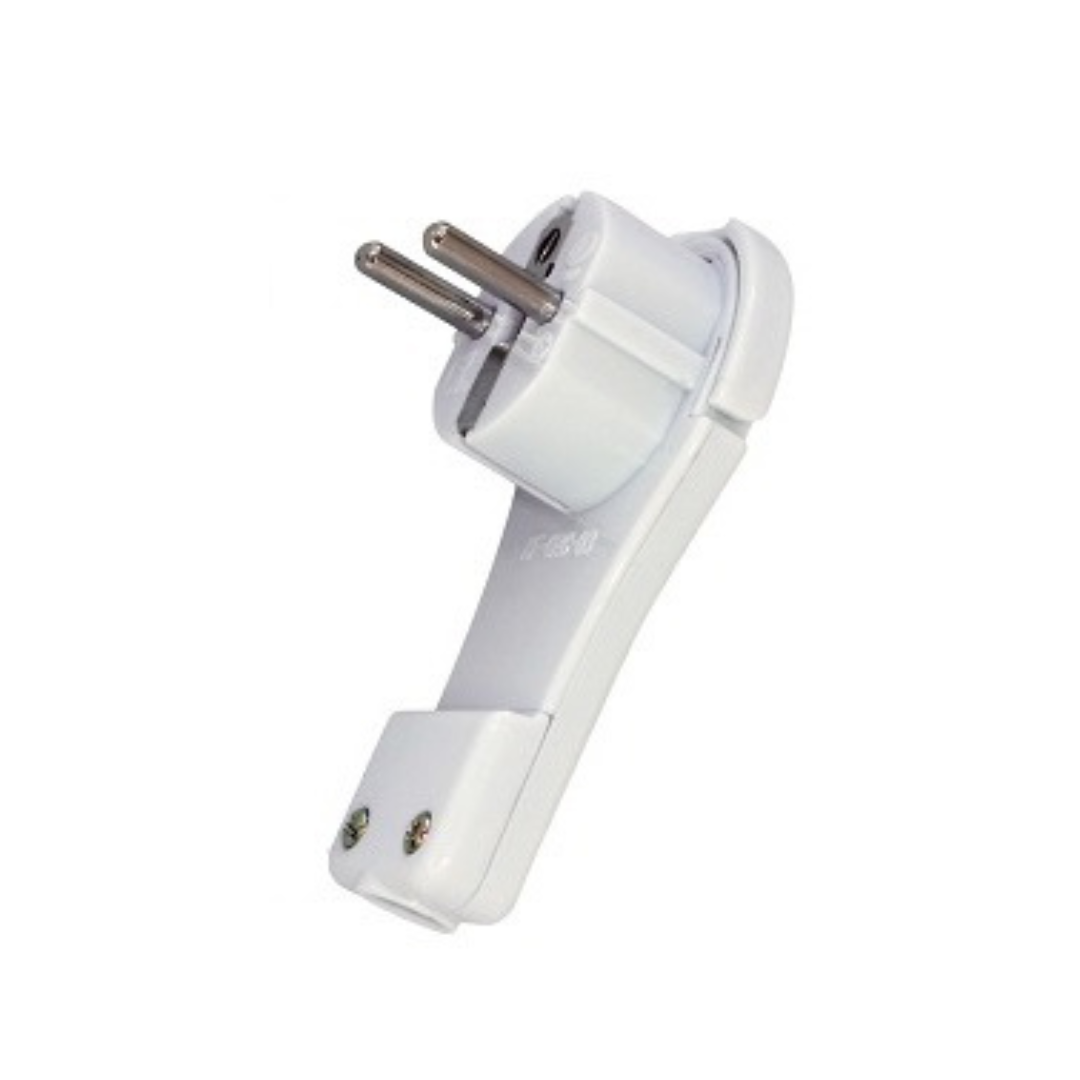 Plakana leņķveida kontaktdakša, balta, 16A, 230V, 290-501