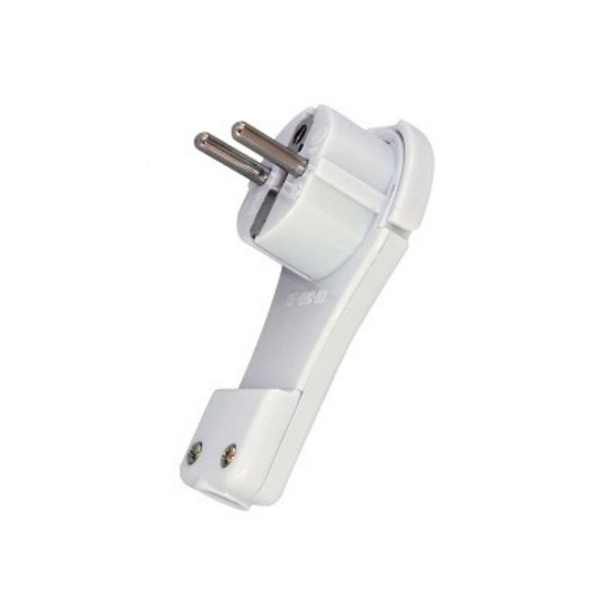 Plakana leņķveida kontaktdakša, balta, 16A, 230V, 290-501