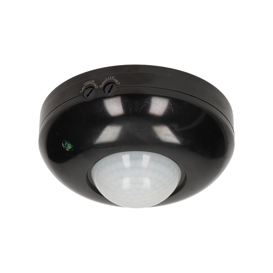 Infrasarkanais kustības sensors, darbības diapazons 360grādi - 6m, 3-2000LUX, 1200W, 115x58mm, melns