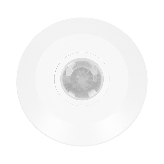 Infrasarkanais kustības sensors, darbības diapazons 360grādi - 8m, 3-2000LUX, 2000W, 115x24.3mm, balts