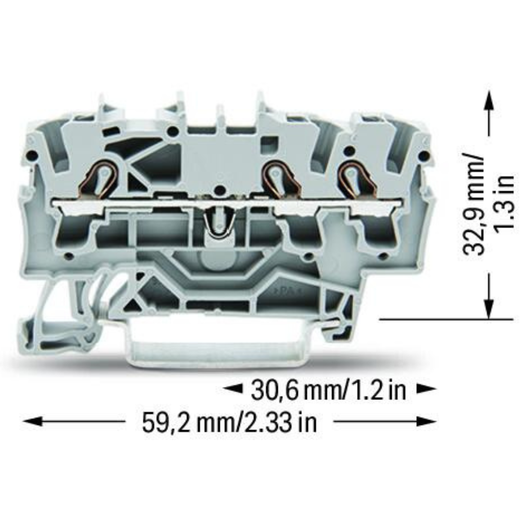 WAGO Savienojumu DIN spaile 3-vietīga TOPJOB S, 2002-1301, 0.25-4mm², pelēka