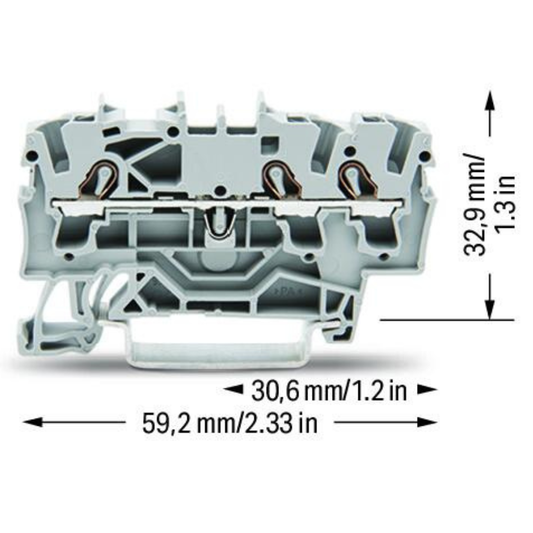 WAGO Savienojumu DIN spaile 3-vietīga TOPJOB S, 2002-1301, 0.25-4mm², pelēka