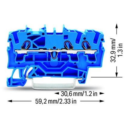 WAGO Savienojumu DIN spaile 3-vietīga TOPJOB S, 2002-1304, 0.25-4mm², zila