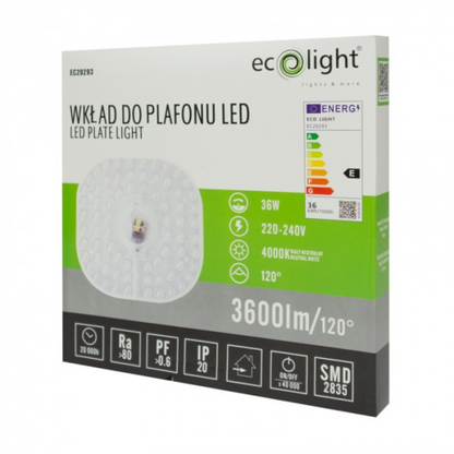 LED modulis / griestu lampas ieliktnis, 36W, 4000K, 3600lm, 220-240V, IP20, ECOLIGHT