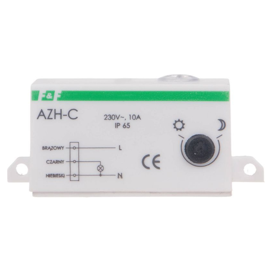 Fotorelejs, virsapmetuma, MINI, 10A, 230V, IP65, 2-1000Lx, 81x33x25mm, AZH-C, F&F