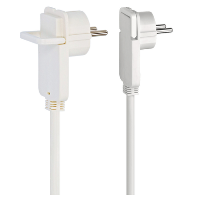 Pagarinātājs 3m, ar 1 palakanu rozeti, 3x1.5mm2 VV, balts, labi noder piemēram aiz mēbelēm kur ir maz vietas lai iespraust dakšu